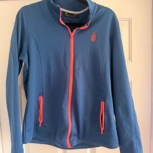 Under Armour Women's Blue Bomber Jacket with Coral Trim Sz L